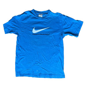VINTAGE BABY BLUE NIKE SWOOSH GRAPHIC TSHIRT TEE SZ LARGE